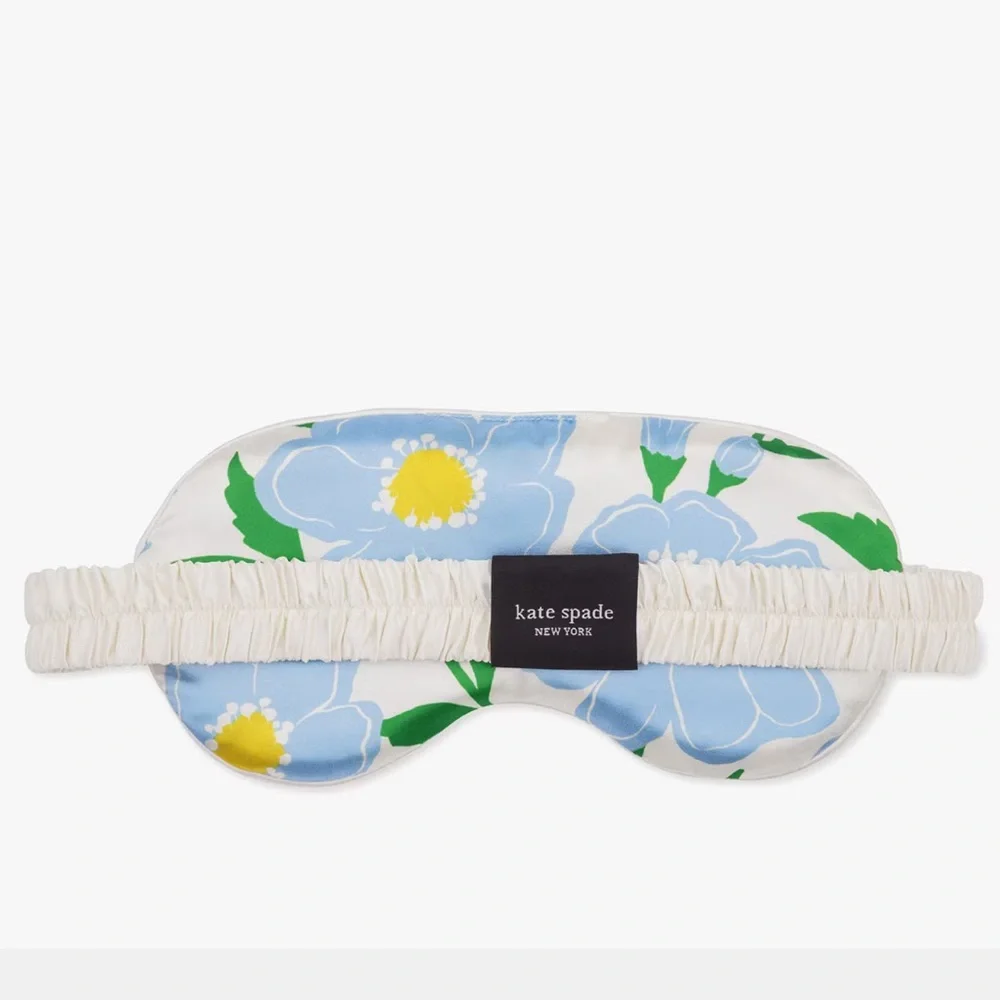 NWT Kate Spade satin Sunshine Floral Neck Pillow and Eye Mask Set
